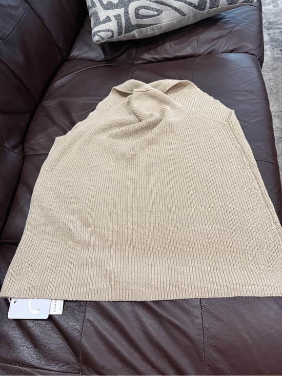 Commense Tops - Commense Beige Ribbed Knit Halter Tank